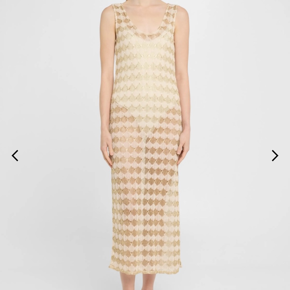 Sleeveless Beige and Brown Maxi Dress